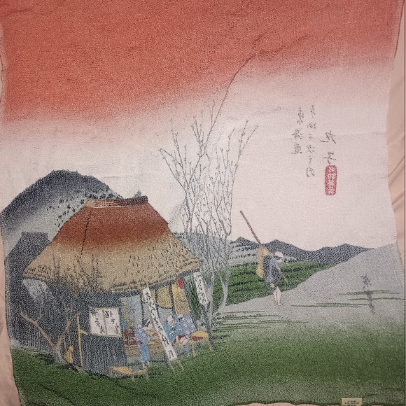 VTG Japanese Scarf  26"x28" - Picture 5 of 8